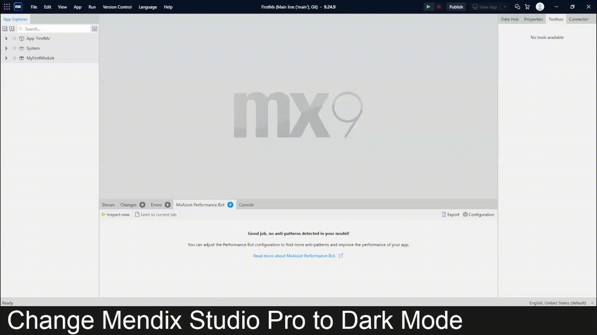 Change Mendix Studio Pro to Dark Mode